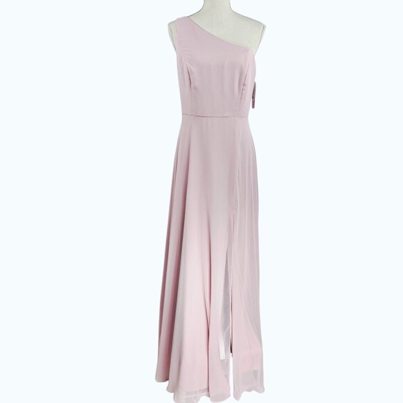 Thread Women's Pink One Shoulder Circle Skirt Chiffon Maxi Dress Size 10R NWT - Picture 2 of 16